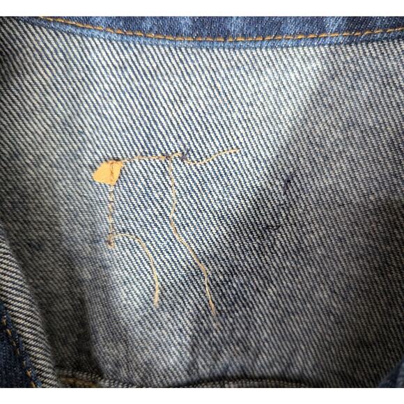 Vintage Roebuck 90's Trucker Jacket Jeans 12Ga Trucker NO Tags Rivets Unisex 42 - Picture 3 of 8